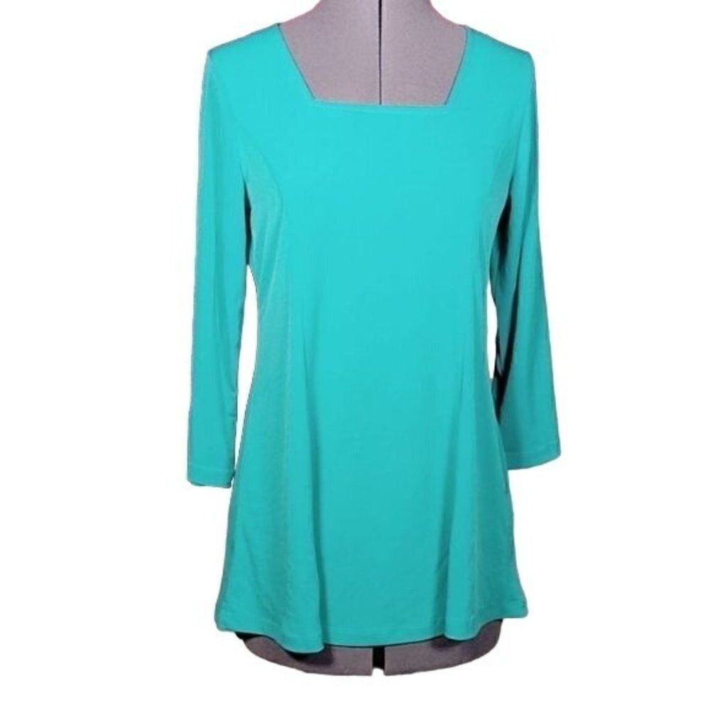 NWOT Susan Graver Modern Essentials Liquid Knit Fit & Flare Top Sz XS